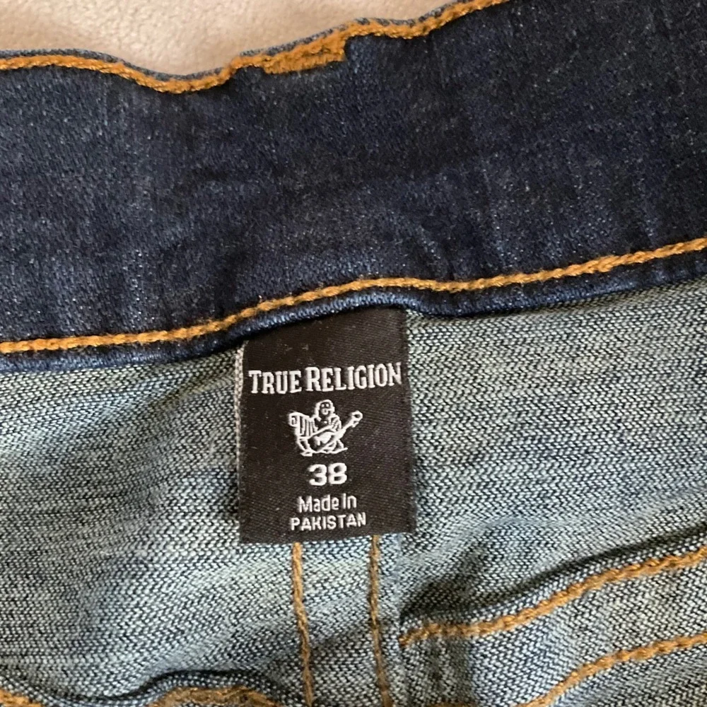 True Religion Ricky Relaxed Straight Men 38 Blue Denim Jeans Flap Pocket‎